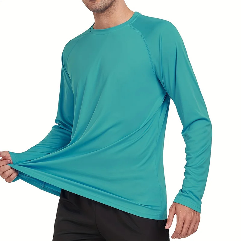 UPF 50 Long Sleeve T-shirt Mens UV Sun Protection Quick Dry Breathable Sunscreen T-shirt Hiking Fish Performance Tops UV-Proof 240820