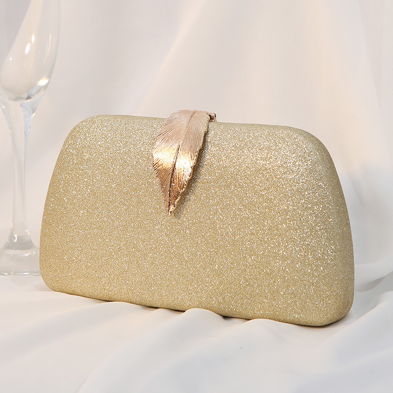 2024 New Metal Leaf Box Square Banquet Dress Handbag Small Hand Bag Women