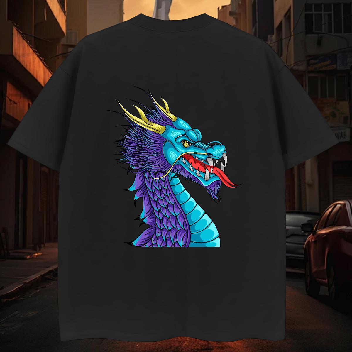 Mens T Shirts 230g 100% Cotton dragon Street Breathable Short Sleeve White Plus Size Couples T Shirts Designer Free Shipping Clothings