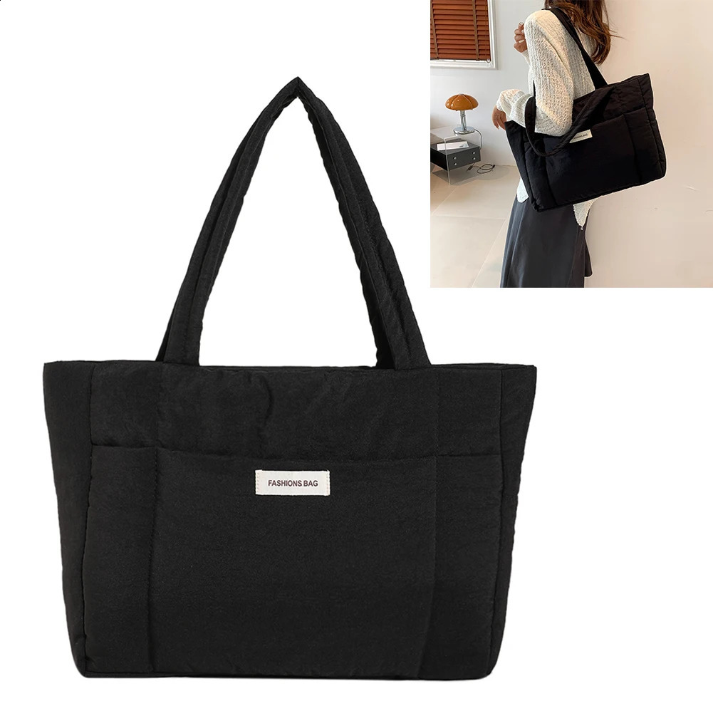 Women Quilted Tote Handbag Versatile Padded Shoulder Bag Large Capacity Puffer Tote Bag Daily Dating Bag 240819