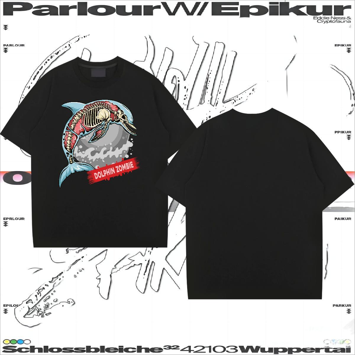 Brand T shirt dolphin Breathable Crew Neck Casual Beach Oversized 4XL 230g Pure Cotton Men Tshirts New Arrival Clothings