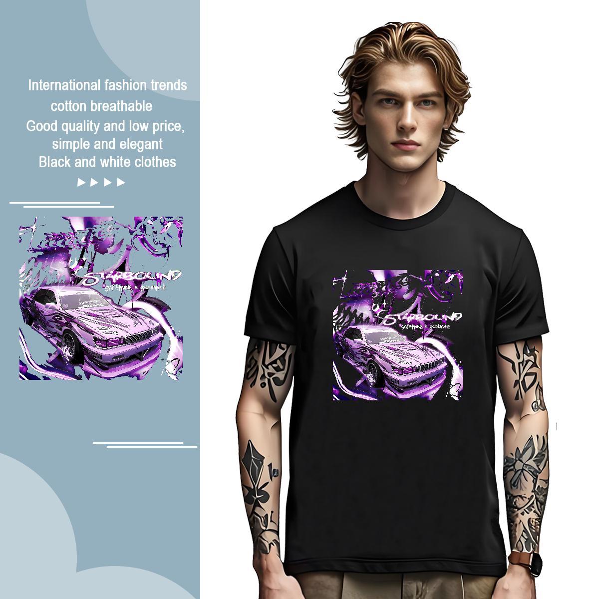 Comfortable beach T-Shirts for Men Anime Printing Street Men Tshirts 230g Pure Cotton New Breathable Crew Neck Plus Size Custom Clothings