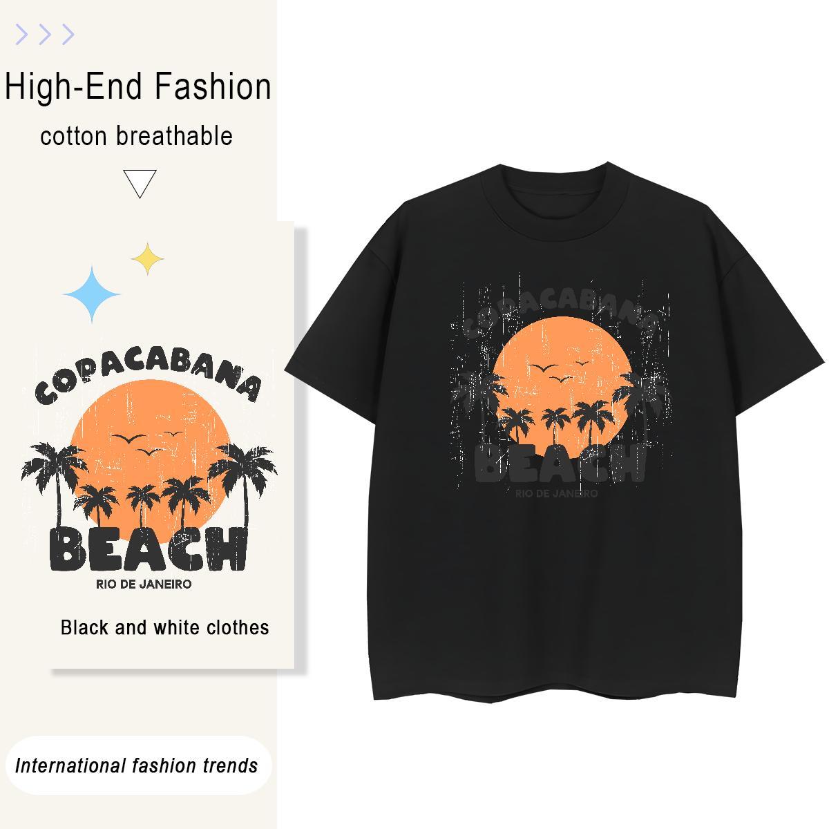 Loose tree 230g Cotton Men Clothes T-Shirt Outdoor O Neck Short Sleeves T-Shirts 2024 New Customized Print Tees