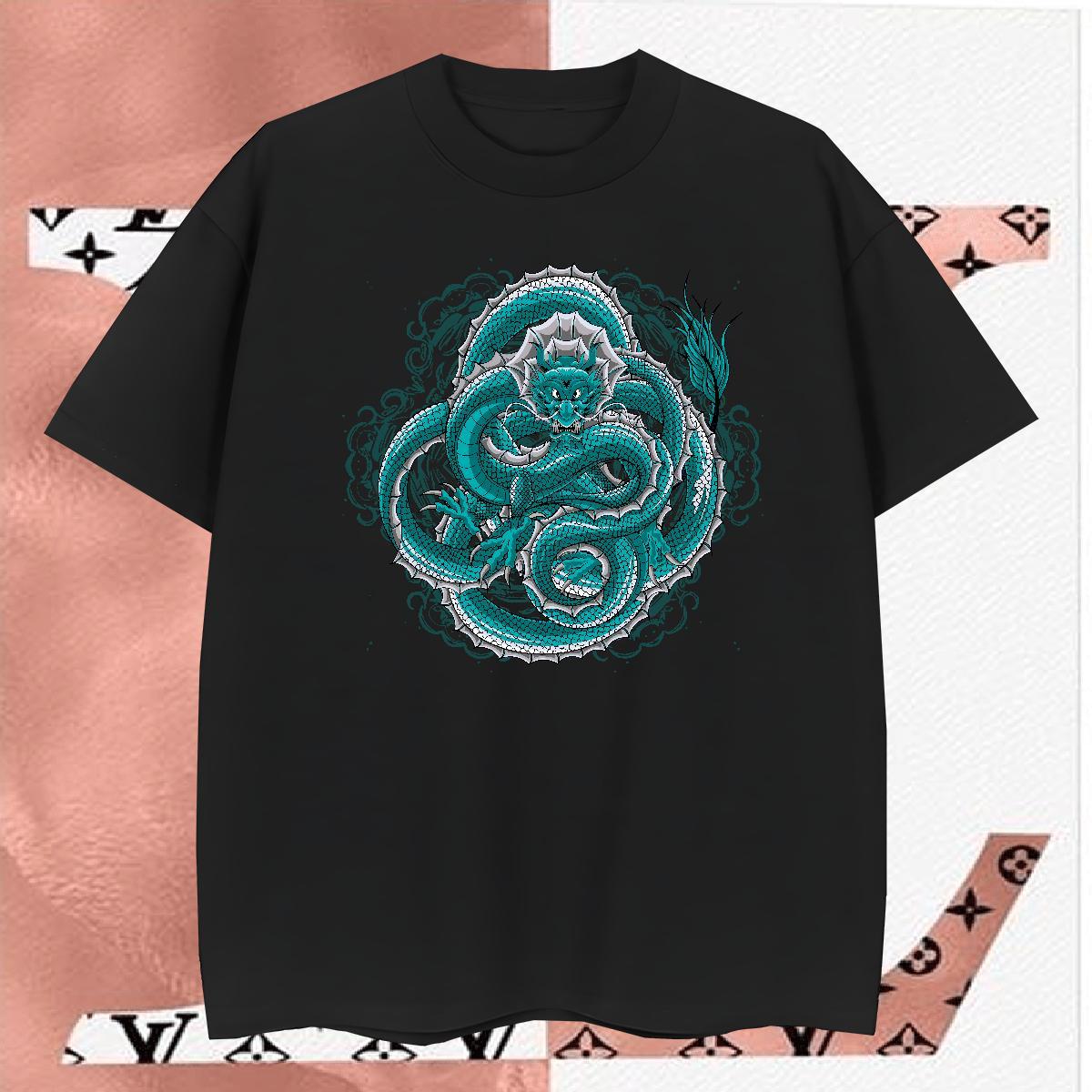 Men T Shirts 100% Cotton 230g dragon Daily Wear Breathable Plus Size Cartoon Tshirts DIY Customized High Quality Tees