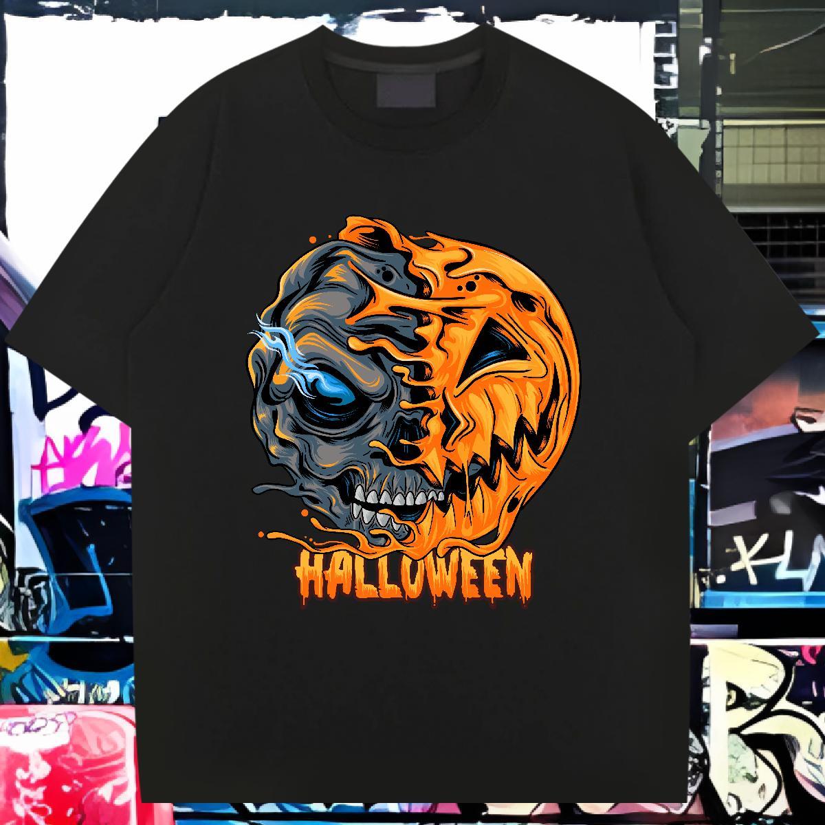 Free Shipping T Shirts Men pumpkin Breathable Crew Neck Street Casual Graphic 100% Cotton 230g Men Tops Tees 2024 Clothes