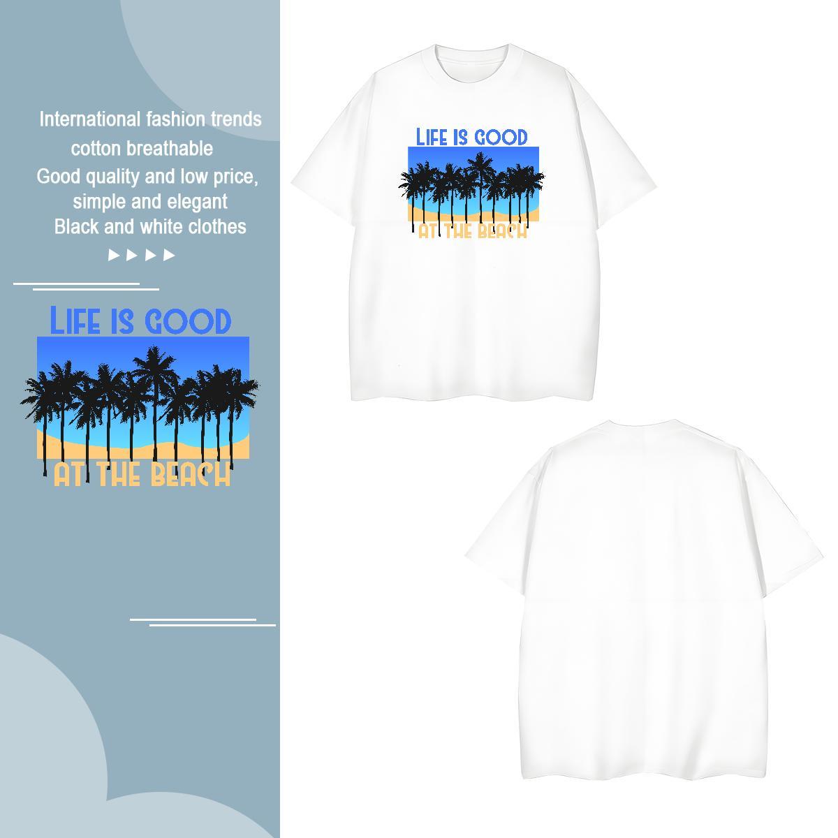 TOP Quality beach 100% Cotton 230g Men Tees Summer Casual Breathable Crew Neck T Shirt For Man Customized Oversized 3XL 4XL Tee Shirt