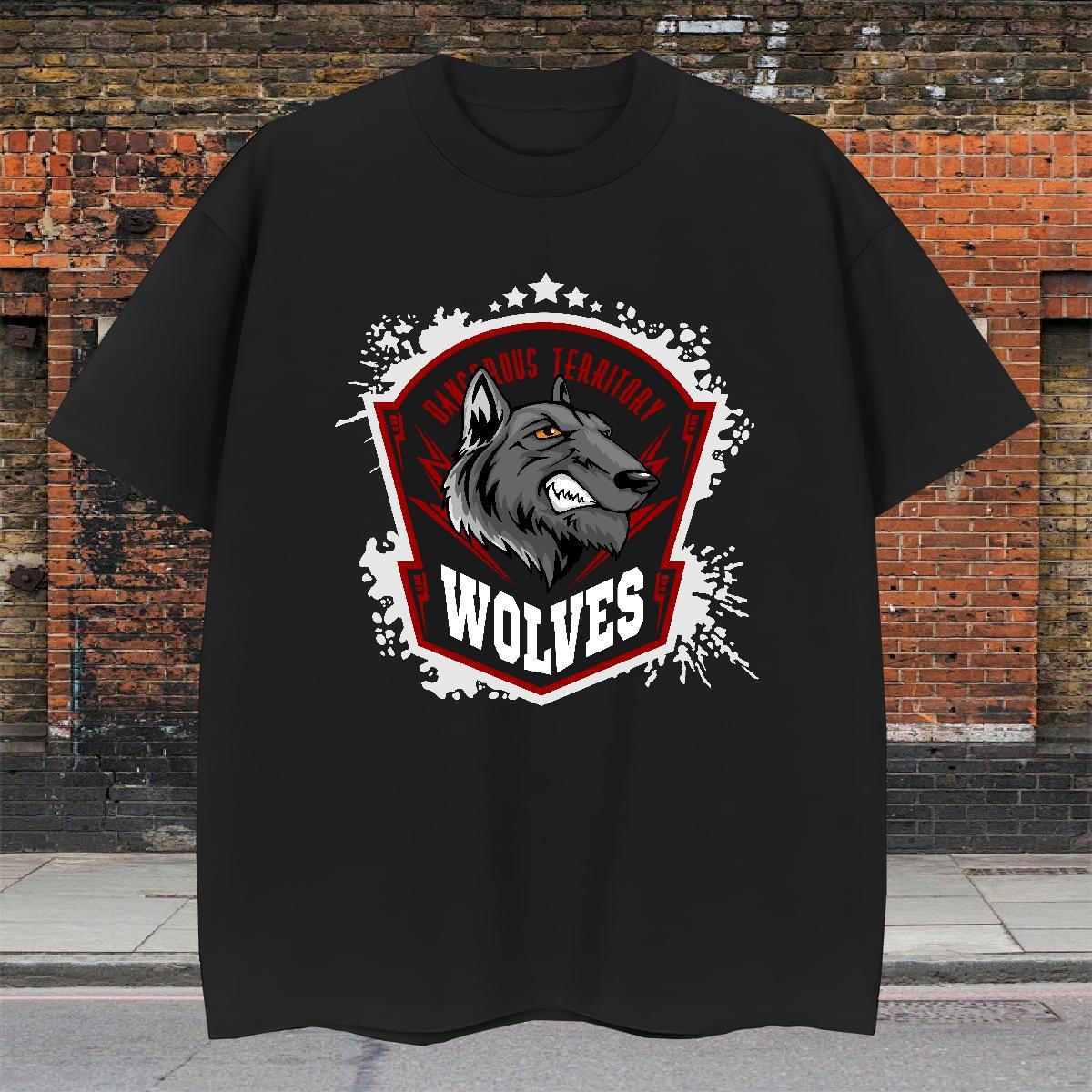 Loose T Shirt For Man wolf Breathable Short Sleeve Hip Hop Street Custom Anime 230g 100% Cotton Men Tees Customized Tops