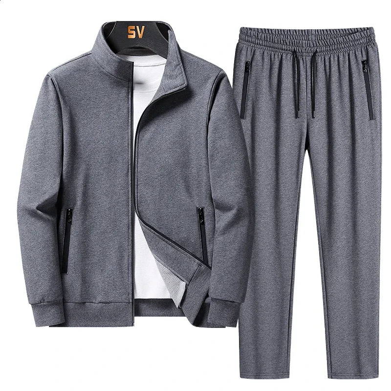 Mens Set Spring Autumn Man Sportswear 2 Piece Sets Sports Suit JacketPant Sweatsuit Male Tracksuit Asia Size6XL 7XL 8XL 240822