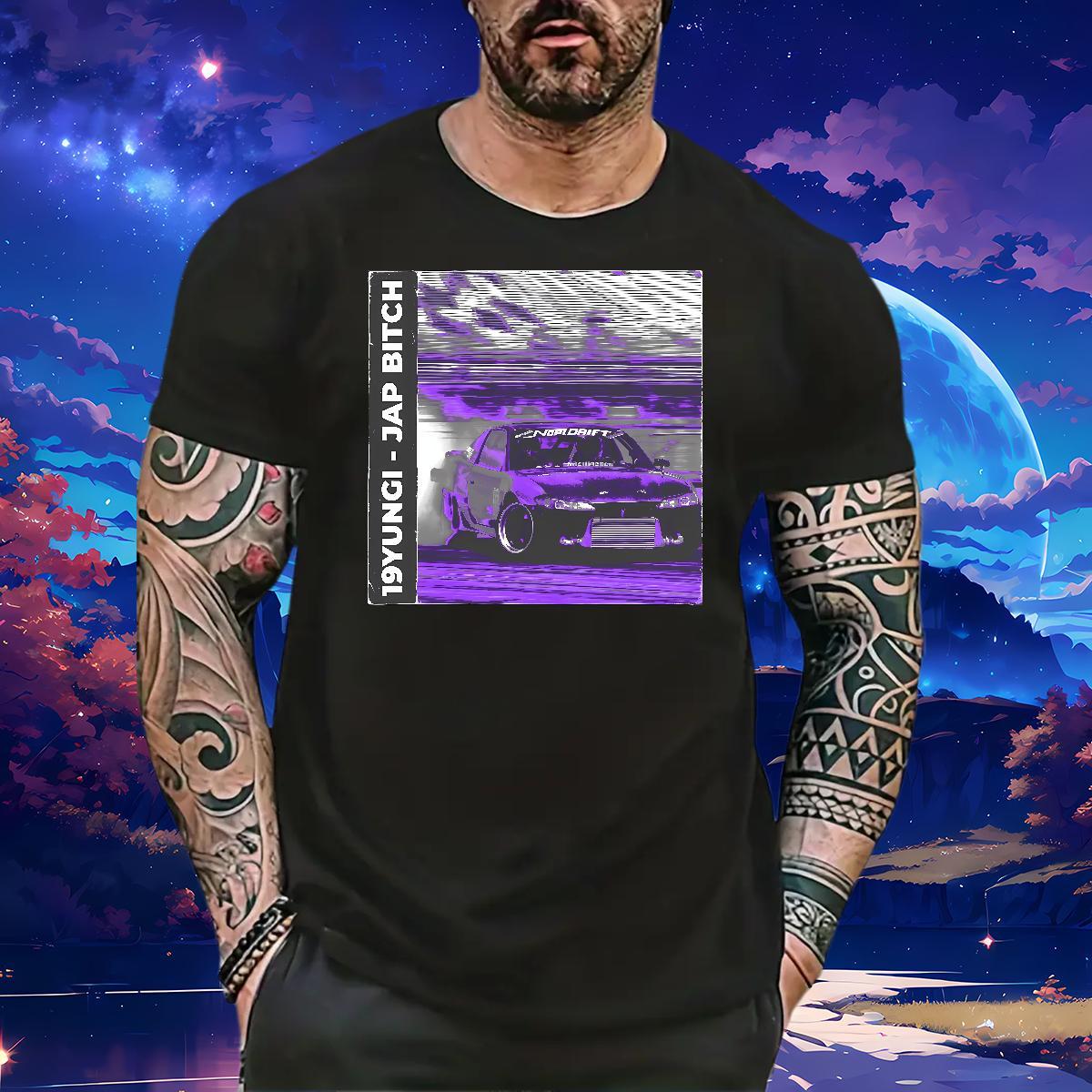 Popular car 230g Cotton Men Tops Tees Home Outdoor Short Sleeve O-Neck Man T Shirts Classic Casual Custom Big Size Wear