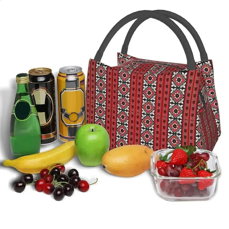 Traditional Sindhi Ajrak Print Insulated Lunch Bag for Women Pakistan Ethnic Art Thermal Cooler Lunch Tote Office Picnic Travel 240819