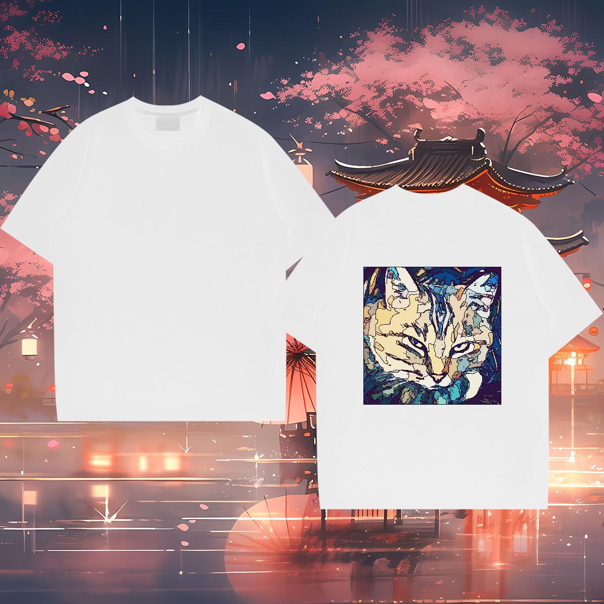 Stylist Men Tees cat Outdoor 100% Cotton 230g Clothings Breathable Crew Neck Cool Design Mens T Shirts Asian Size