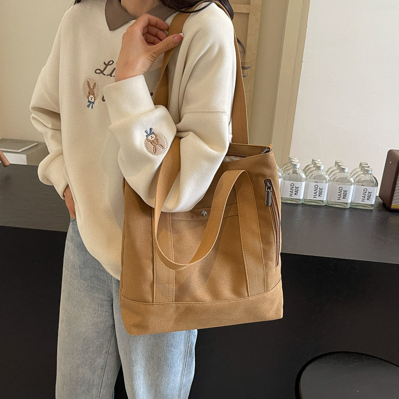 ISN design multi pocket commuting thick canvas student leisure tote bag, tutoring bag