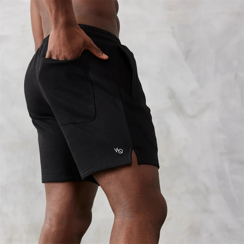 Cotton gray flat bottomed pants mens casual quarter fashionable printed fitness exercise jogging sports 240819