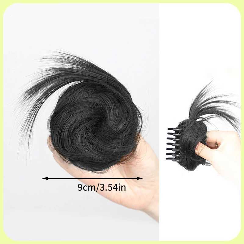 Synthetic fur curly wig clip meatball head elastic ponytail hair extension curly wig piece W240817