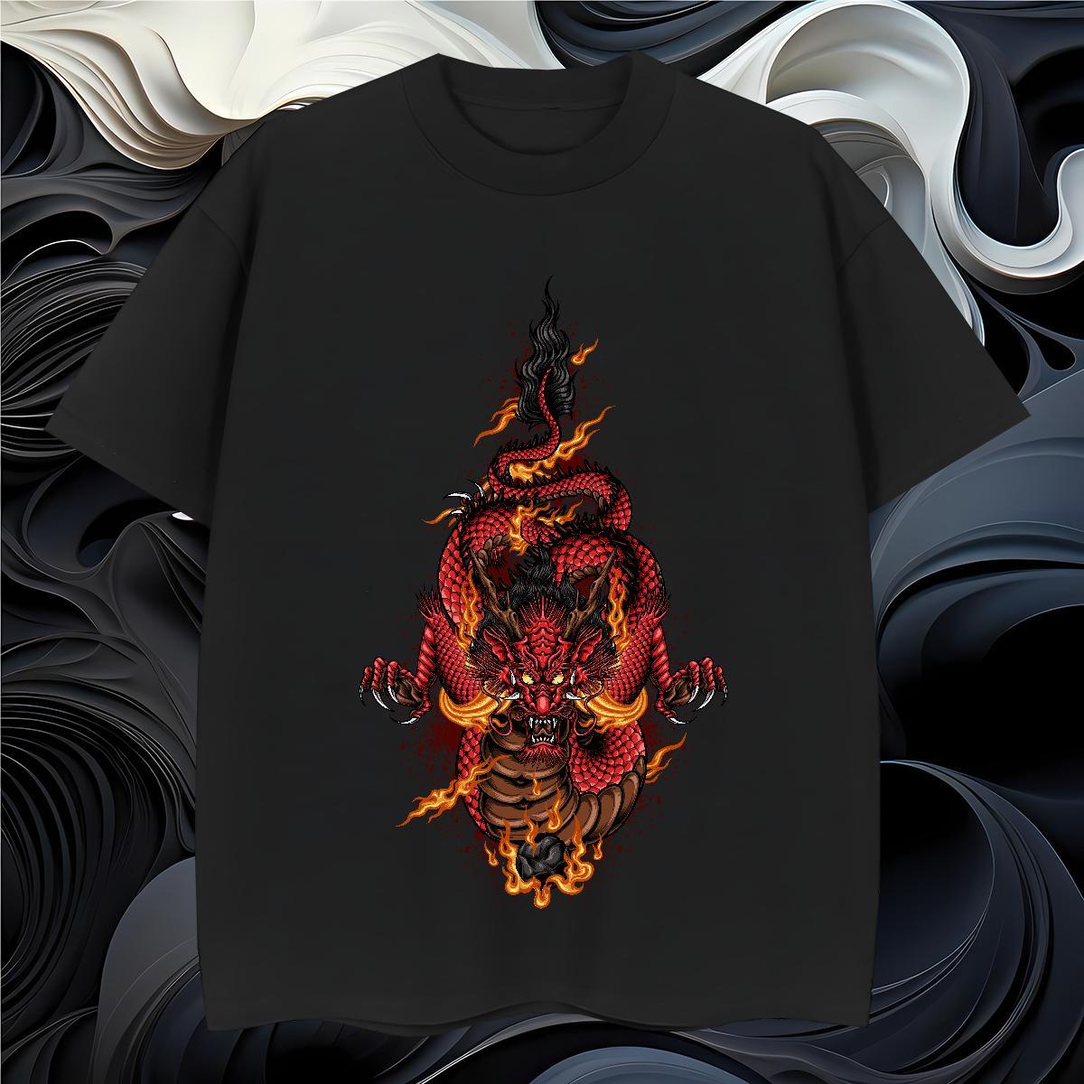 T-Shirts 100% Cotton 230g fierce Casual Beach Crew Neck Graphic Men Tshirts Fashion Loose Tops Shirt