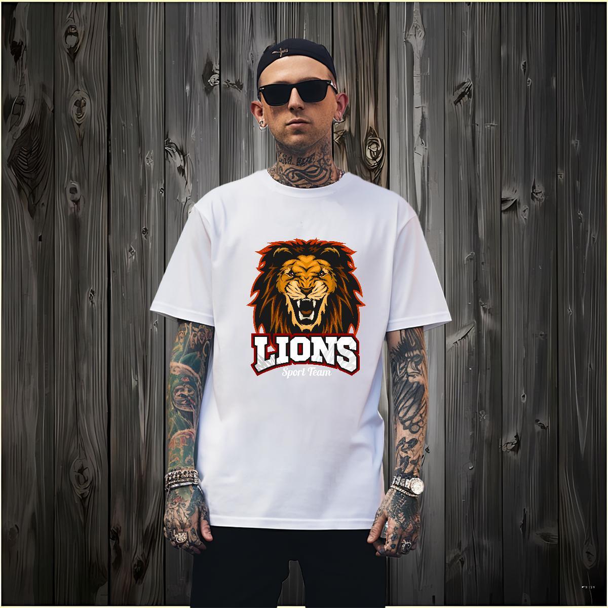 Brand T-Shirts for Men lion Breathable Soft Beach DIY Logo Oversized 230g Cotton Mens Tshirts 2024 DIY Tops Tees