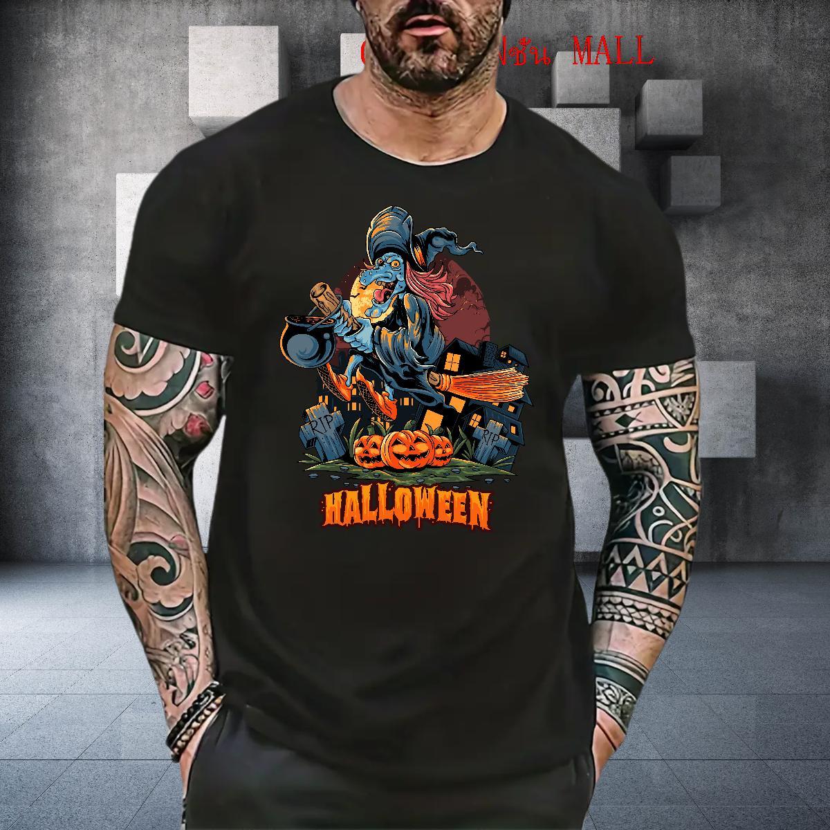 Wholesale T Shirts Men pumpkin Round Neck Short Sleeve Sports Casual DIY Printed 100% Cotton 230g Men Clothes T-Shirt Factory Direct Tees