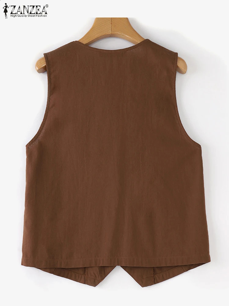 ZANZEA Work Wear Womens Office Tank Top Fashion and Elegant Business Vneck Solid Color Casual Sleeveless Jacket 240819