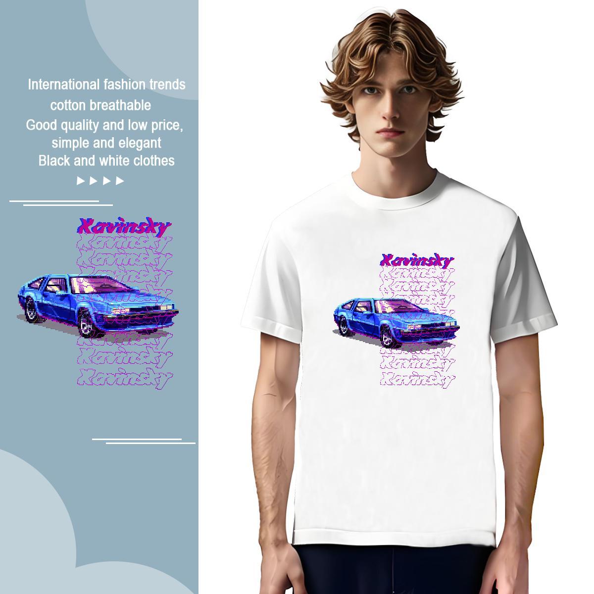 Cool beach T-Shirts Casual Men Tops Tees 230g Cotton New Arrival Short Sleeve O-Neck White Plus Size Tops Shirt
