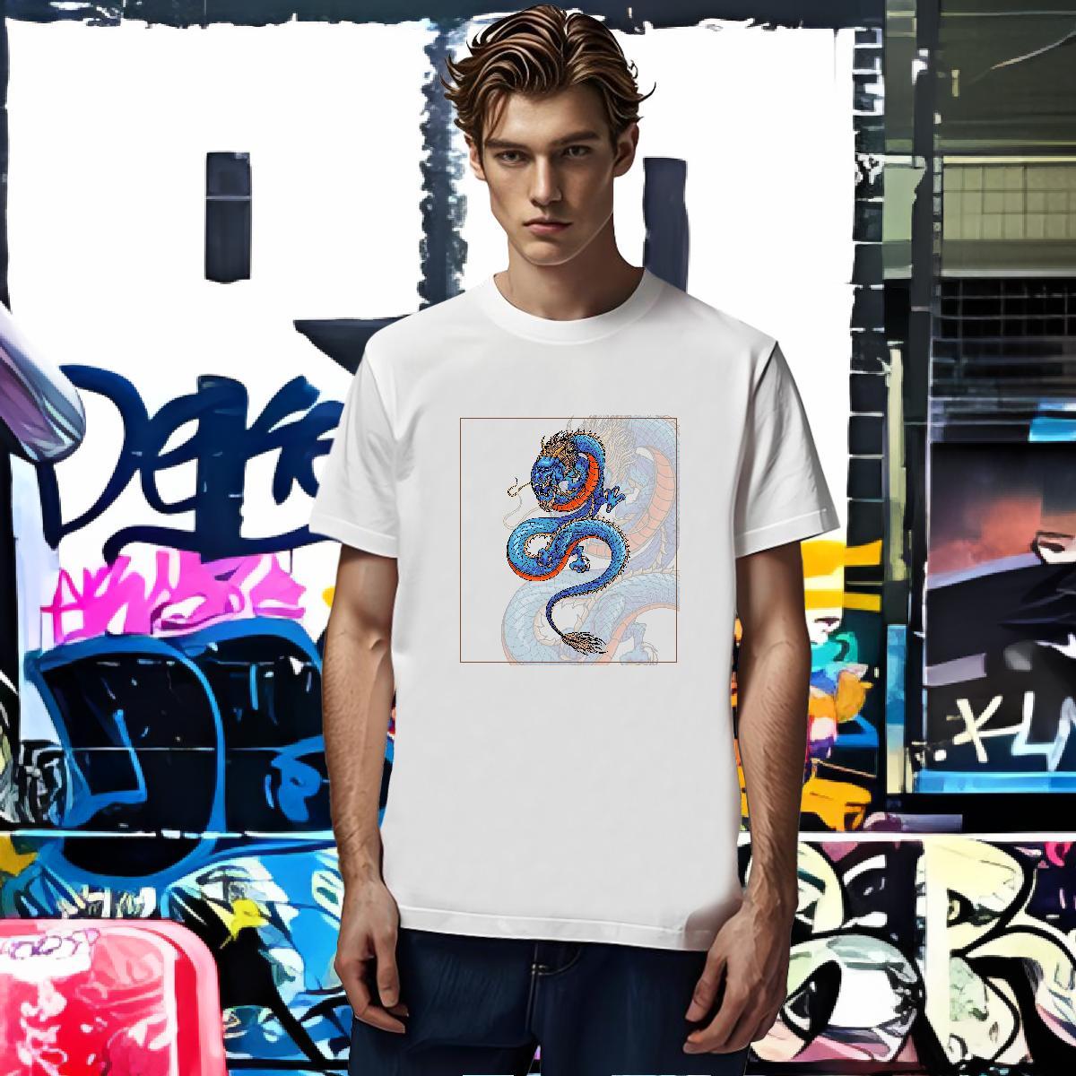 Man T Shirts 230g 100% Cotton dragon Casual Daily Wear Short Sleeve Soft DIY Tshirt for Man Woman Customized Popular Tees
