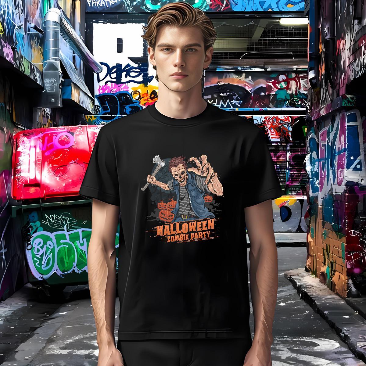 Customized Tshirts halloween Street wear Hip Hop 100% Cotton 230g Tee Shirt Short Sleeve Soft Free Shipping Men T Shirts Anime
