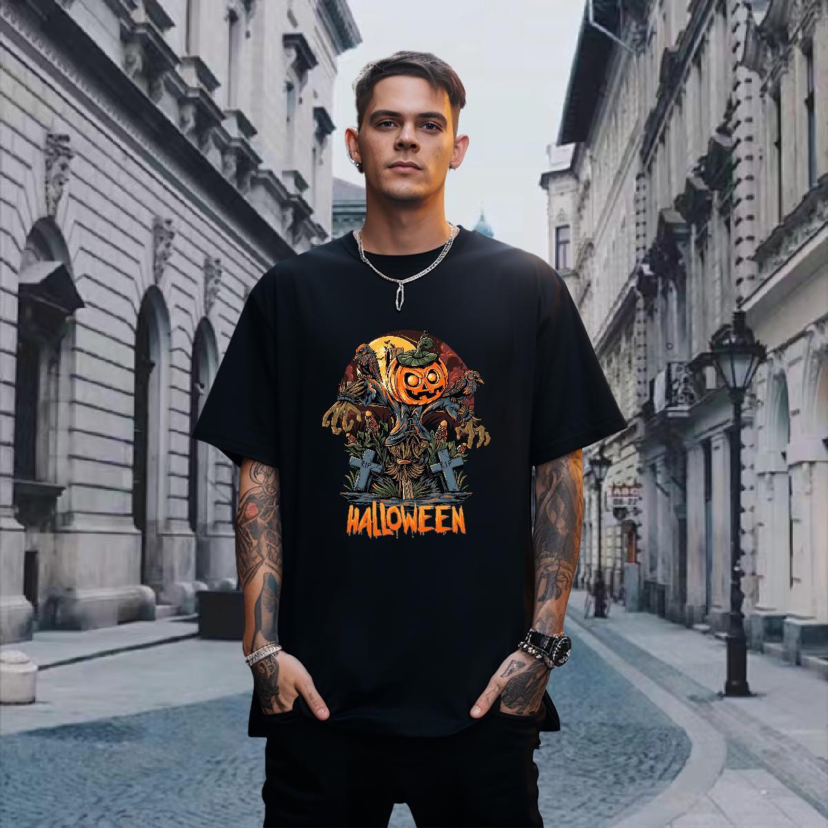 T-Shirts for Men 100% Cotton 230g scary Casual Beach Breathable Soft Custom Printed Couples T Shirts Customized Cool Wear