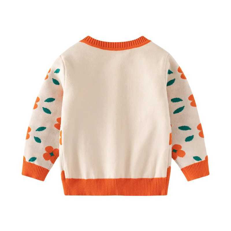 Jumping Meters 3-7T Autumn Winter Girls Sweater Orange Childrens Clothing Long Sleeve Button Baby Clothing W240820