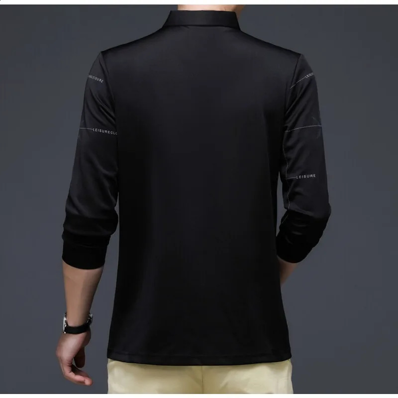Autumn Long Sleeved T-shirt POLO Printed Casual Fashion Mens Striped Loose Thin Trendy Shirt Arrivals Men 240820