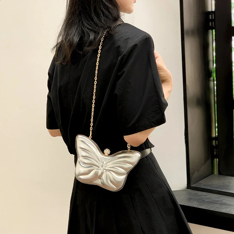Ladies Bags on Sale 2023 Fashion n Butterfly Solid PU Leather Chains Summer Mini Decoration Versatile Shoulder Bag 240819