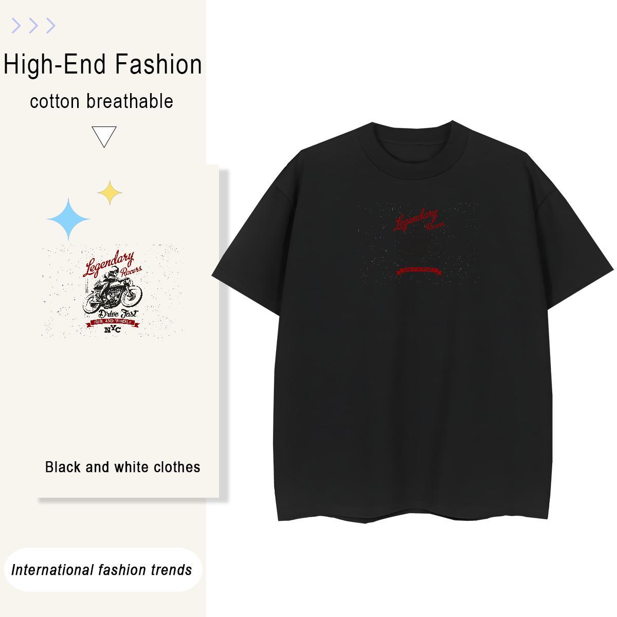 Loose Motorcycle 230g Cotton Men Tshirts Beach Short Sleeve Soft T Shirt For Man Fashion Designer Plus Size Cartoon Clothes