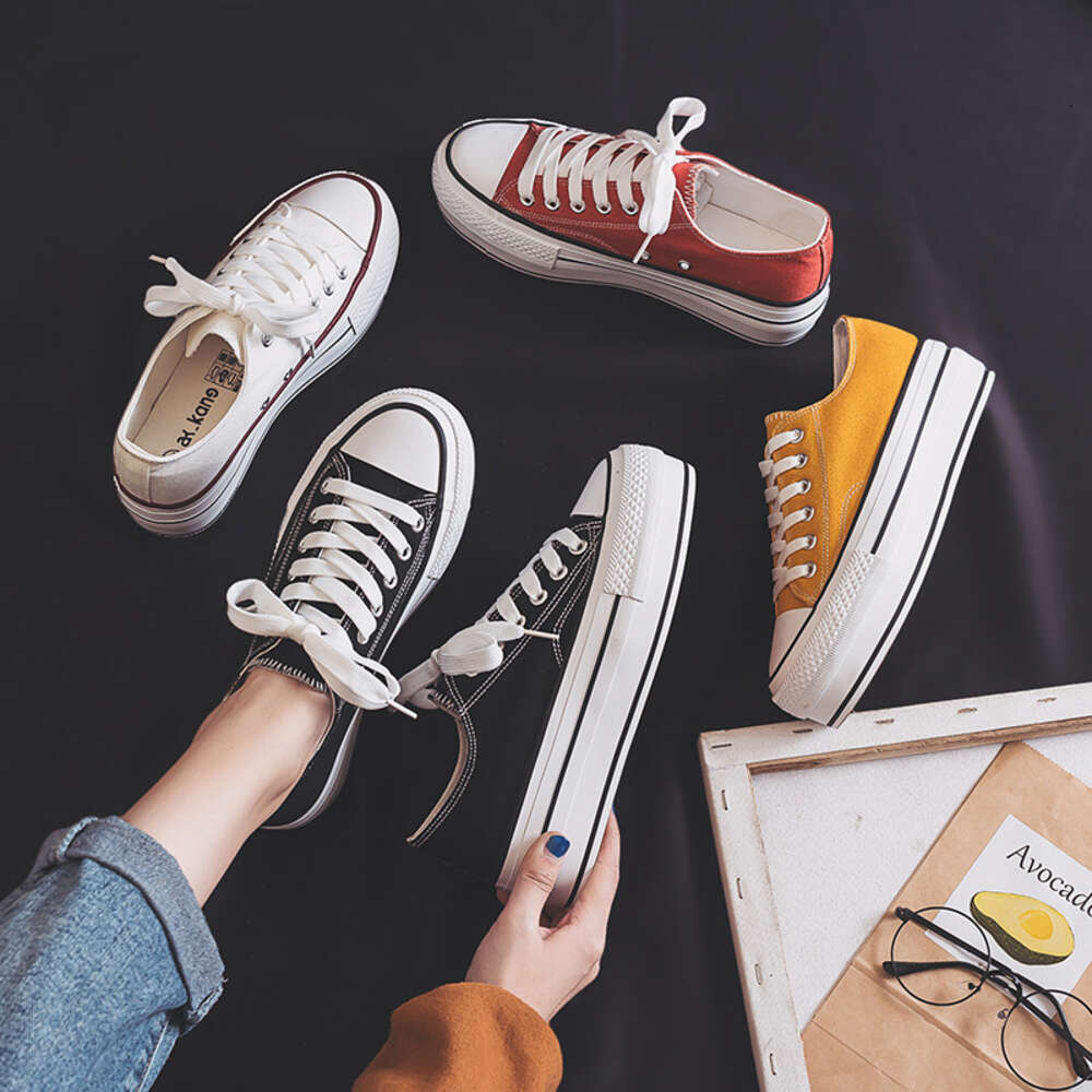 Ddmysports Eightened Canvas For Women New Korean Edition Basic Thick Sole Cloth Spring Little White S Shoes Trend OUTDOOR