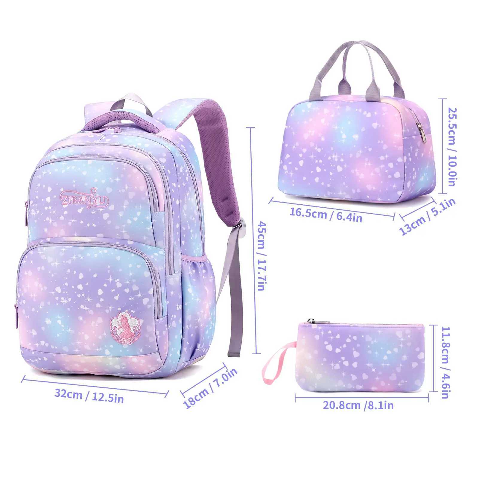 School Backpack Girls 3 Pieces with Lunch Bag Pencil Case 22 Litre Breathable School Bag Teenager Girls for 3-9 Grades Backpack Y240820