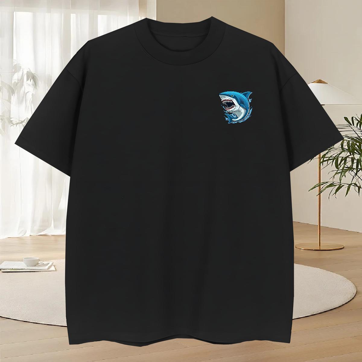 Free Shipping Couples T Shirts Anime Printing Street 230g Cotton Skull O-Neck Short Sleeve Shark T Shirt For Man 2024 Designer Wear