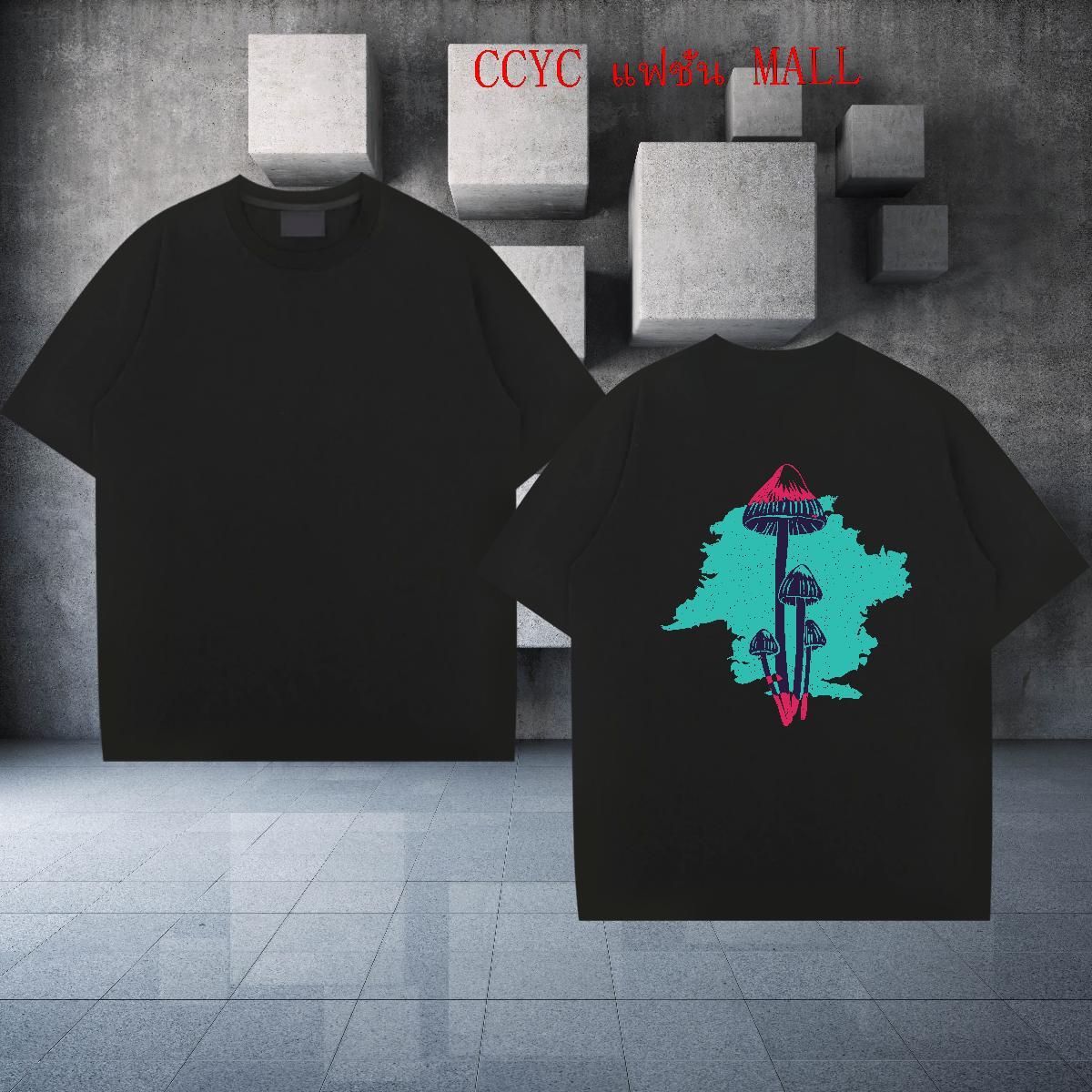 Customized Mens Tshirts mushroom Casual Beach 100% Cotton 230g Tops Shirt Breathable Comfortable Man T Shirts Custom Print Oversized