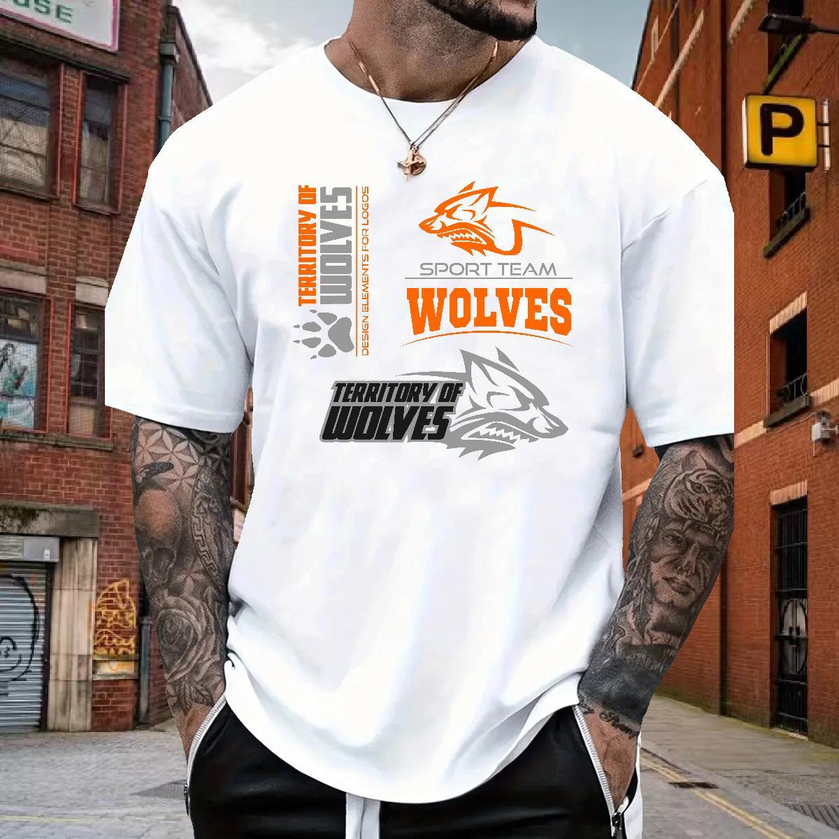 Soft Mens T Shirts wolf Crew Neck Breathable Street wear Hip Hop DIY 100% Cotton 230g Couples T Shirts Fashion Wear
