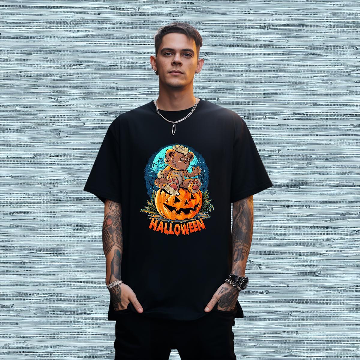 Soft Men T Shirts halloween O-Neck Short Sleeve Spring Summer Oversized 3XL 4XL 230g Pure Cotton Men Tshirts Customized Polos