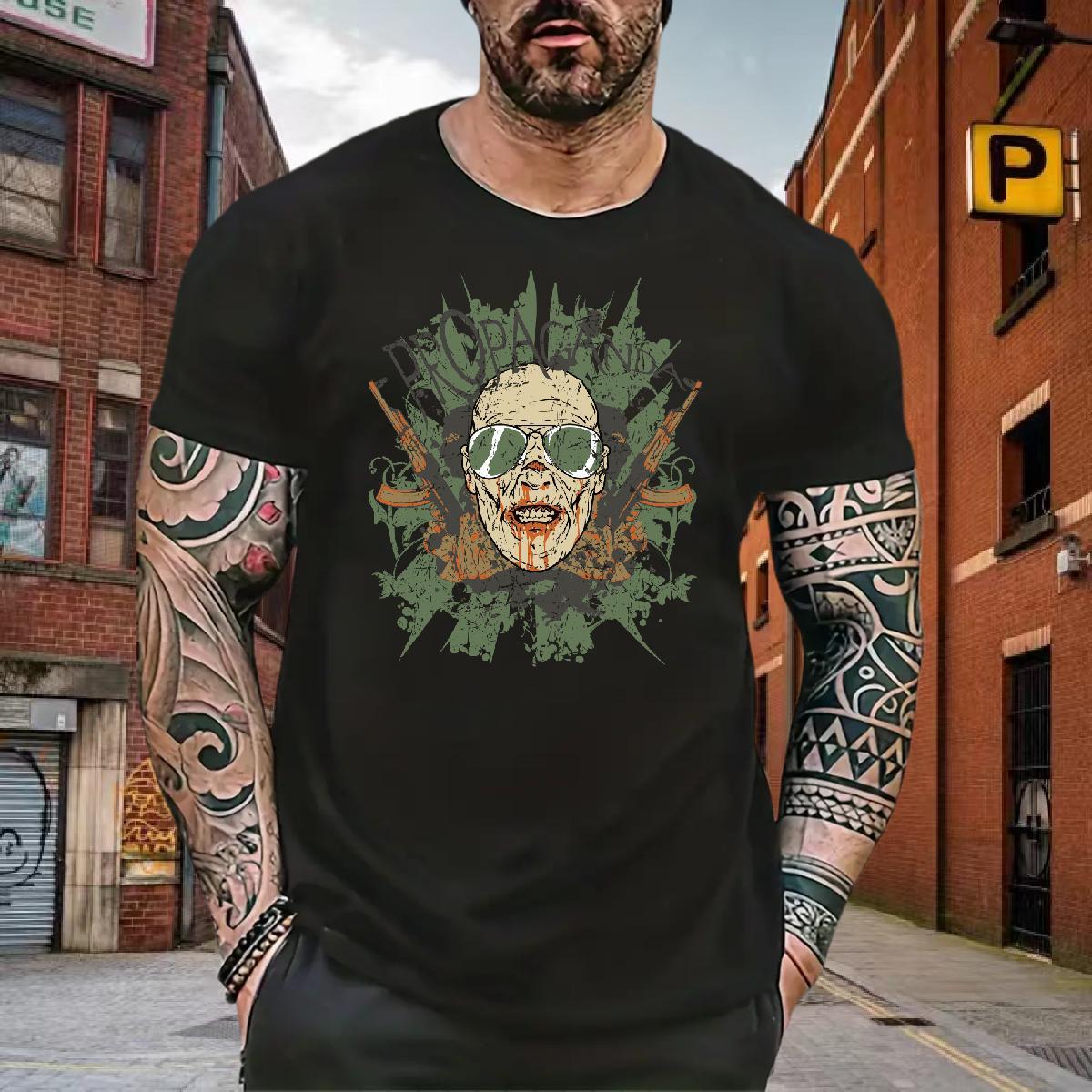 TOP Quality T-Shirts for Men long-barrelled gun Breathable Short Sleeve Street wear Hip Hop Customized Print 100% Cotton 230g Mens Tshirts Fashion Cas