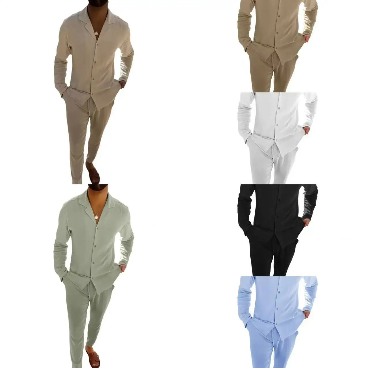 Mens Casual Set Spring Autumn Fashionable Long Sleeved Pants Two-piece Set Cardigan Menswear 240819