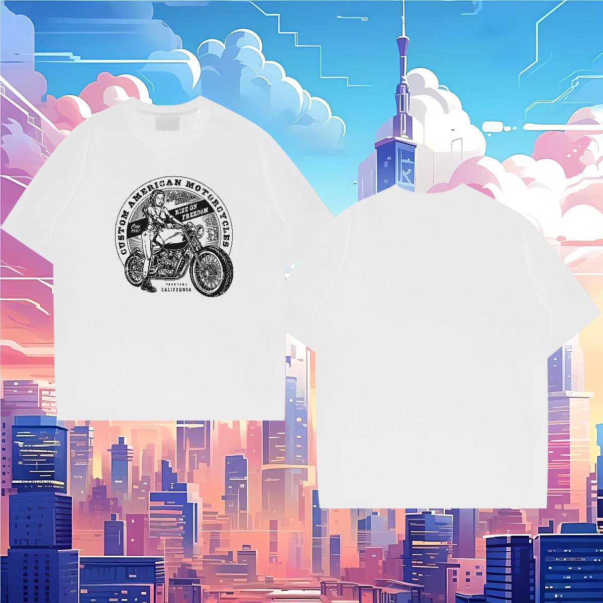 Unisex Motorcycle 230g 100% Cotton Men Tops Tees Sport Breathable Crew Neck Man T Shirts DIY Customized Custom Print Plus Size Tshirts