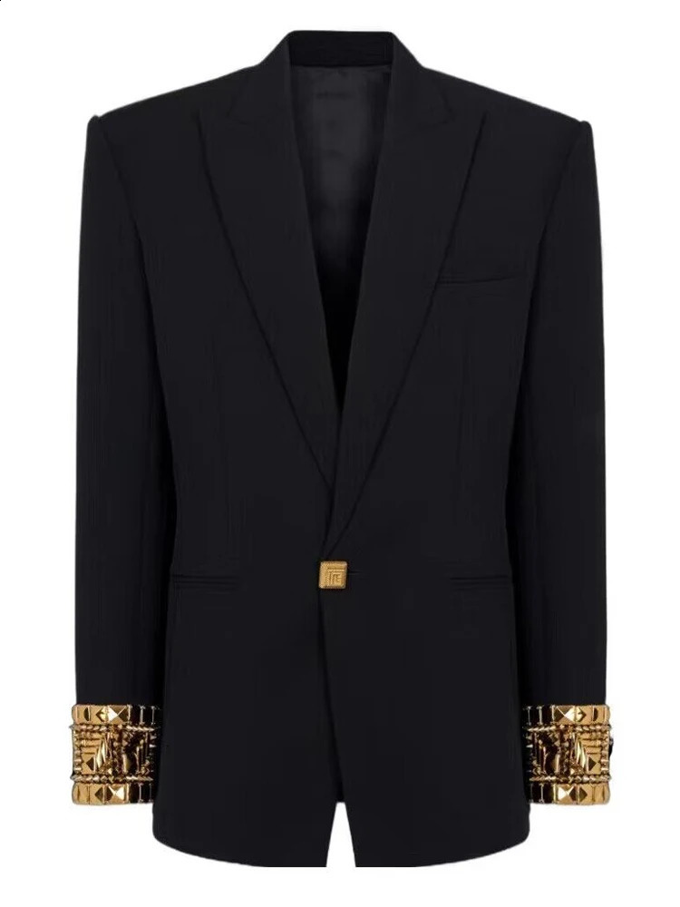 HIGH STREET est Fashion ner Jacket Womens Slim Sleeves Beaded Single Button 240819