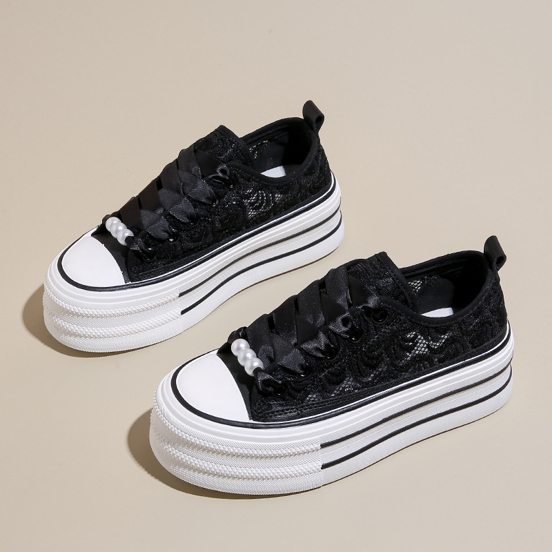 Ddmysports Canvas Women S Summer New Student Korean Edition Instagram Versatile Thick Sole Board Lace Casual Shoes BR OUTDOOR