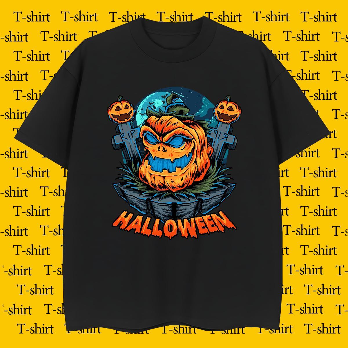 Brand T-Shirts for Men halloween Breathable Short Sleeve Summer Casual Custom Printed 100% Cotton 230g Tshirts Fashion Casual Tops Tees