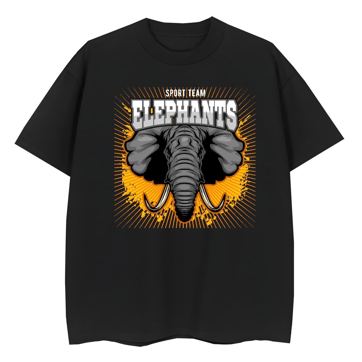 Unisex Men T Shirts elephant Breathable Spring Summer White Plus Size 230g Pure Cotton Men Clothes T-Shirt Brand Clothings