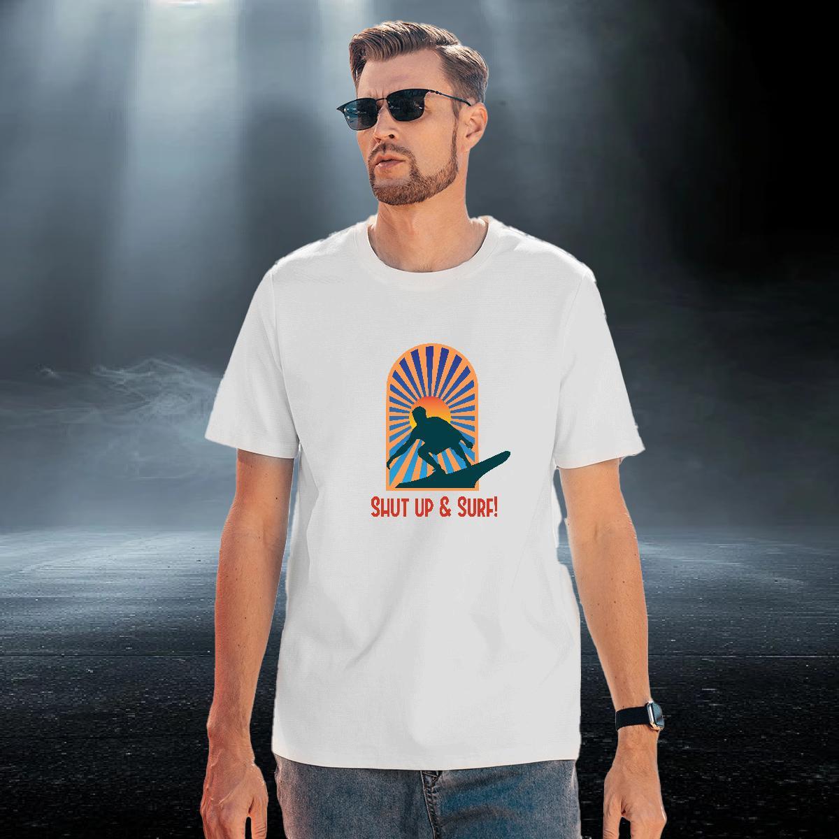 High Quality Tshirts Street 230g Pure Cotton DIY Printed Breathable Soft wave T-Shirts for Men Casual New Tee Shirt