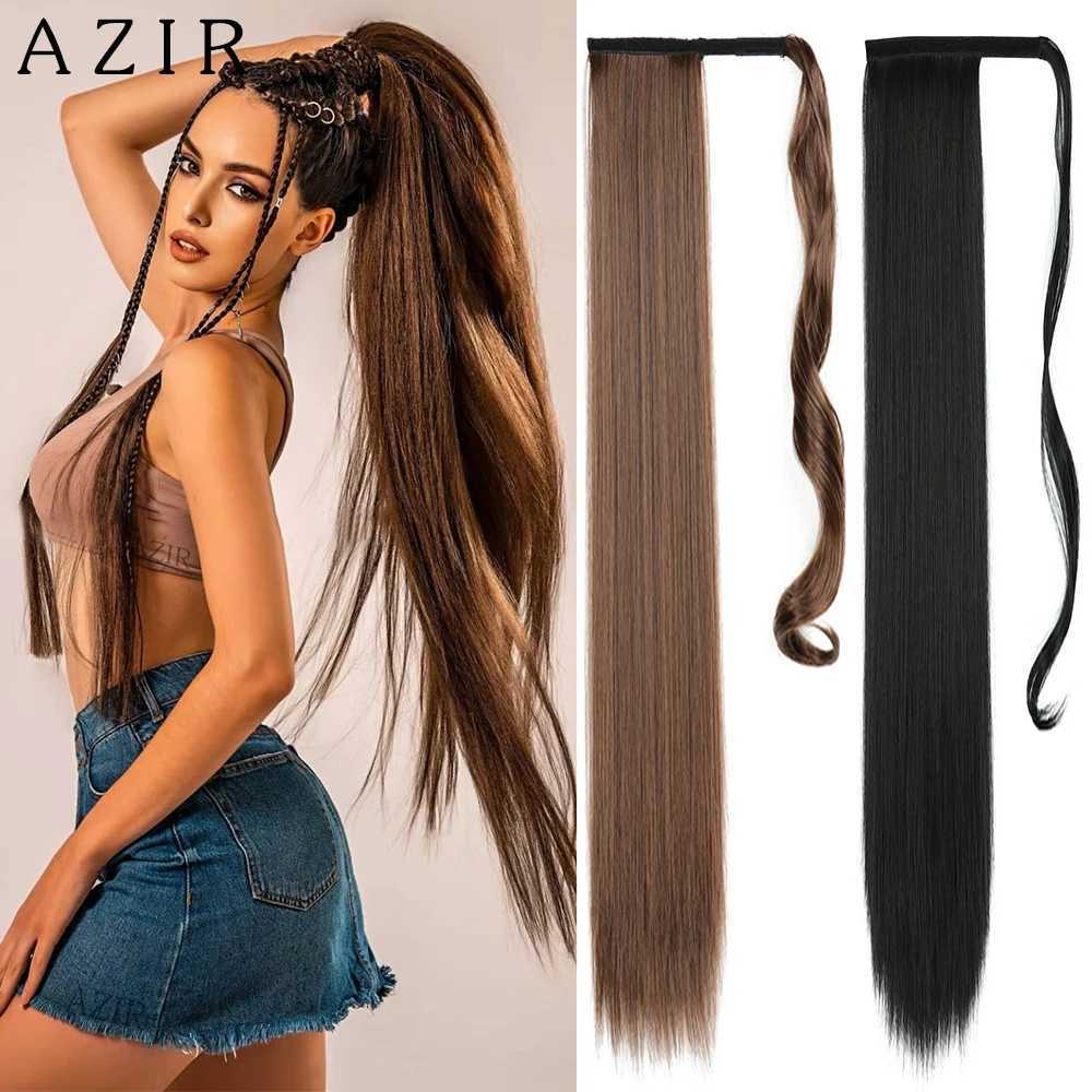 32 inch synthetic hair fiber heat-resistant straight hair with ponytail fake hair chip hair extension ponytail wig W240817