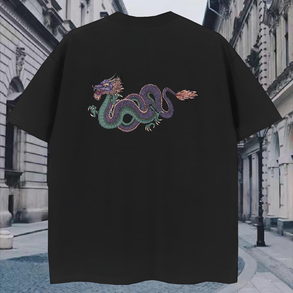 T Shirts Men 230g 100% Cotton dragon Hip Hop Street Breathable Soft DIY Printed Mens Tshirts 2024 DIY Unisex Clothes