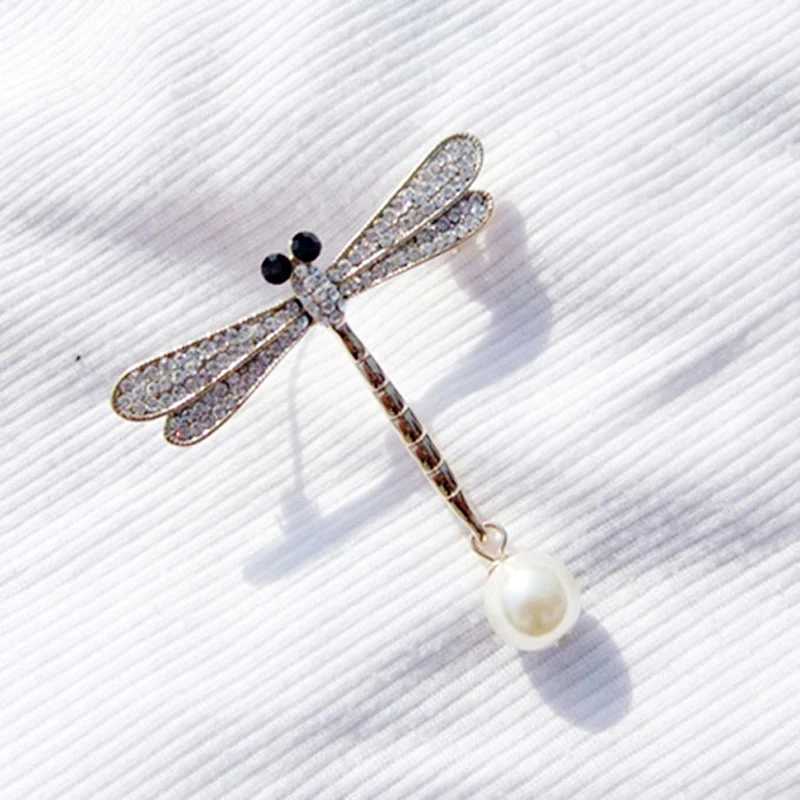 Exquisite crystal rhinestone dragonfly brooch womens collar brooch jewelry 18K gold-plated W240815
