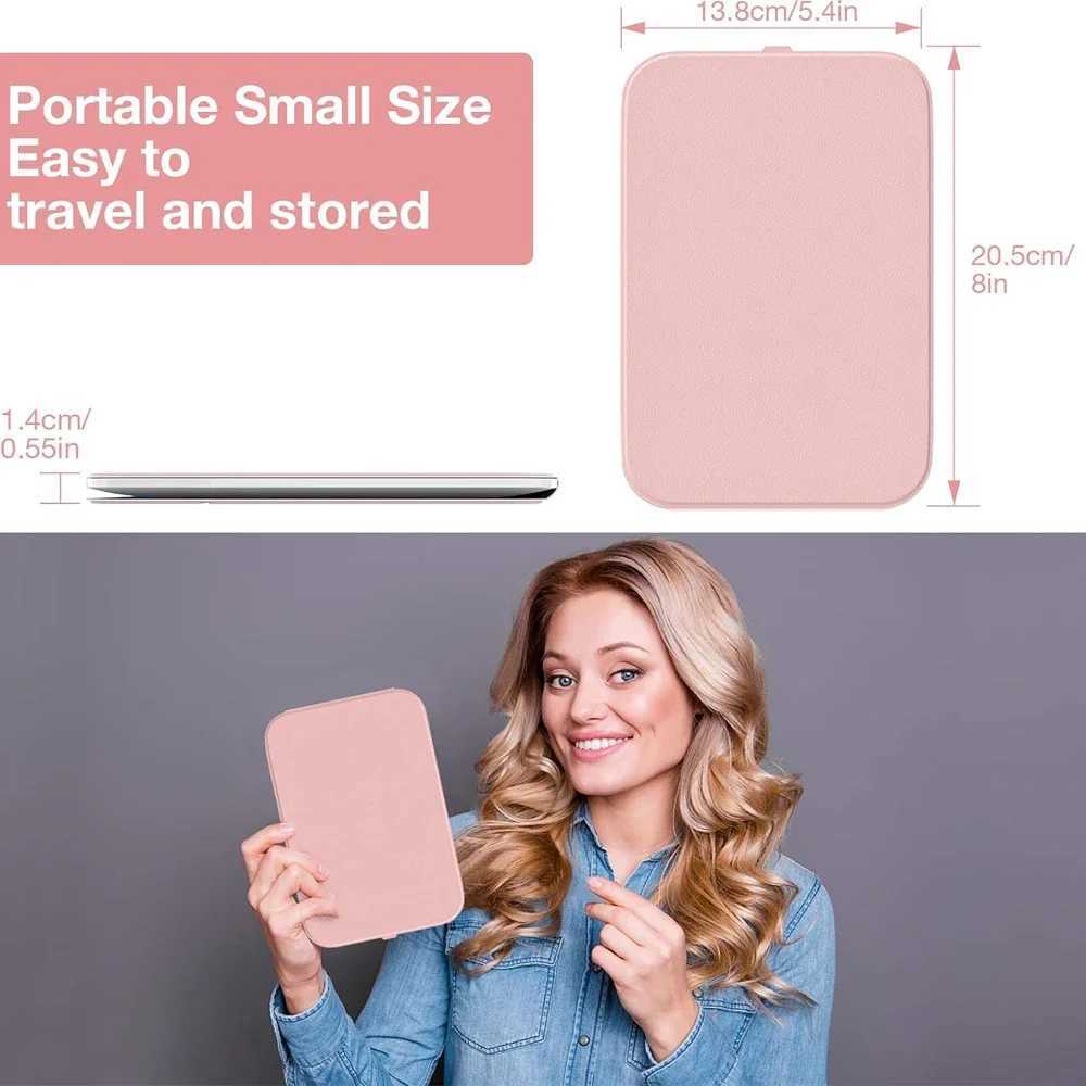 Travel Makeup Mirror Portable LED Lighted Touch Screen Vanity Lighted Mirror USB Rechargeable Tabletop Folding Cosmetic Mirror Y240819