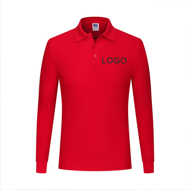 Autumn health cotton long-sleeved polo shirt personal company group uniform custom printing n po 240820
