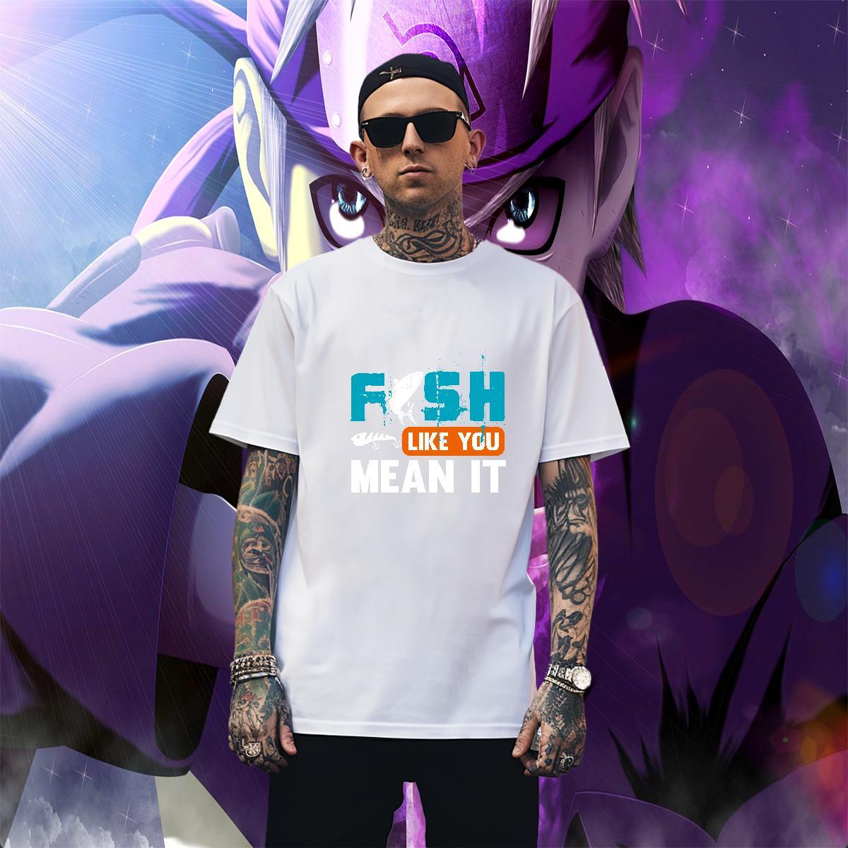 Comfortable fish T Shirt For Man Street Wear Men Clothes T-Shirt 230g Pure Cotton 2024 Designer Breathable Soft DIY Logo Oversized Tops Shirt